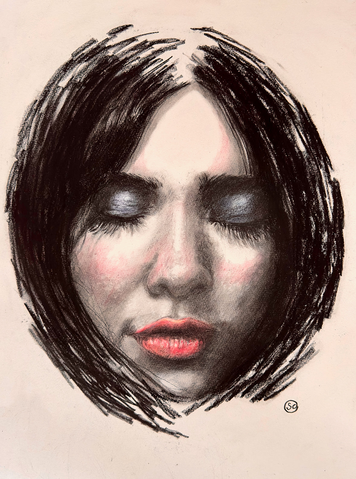 Charcoal study: Young Woman (Print)